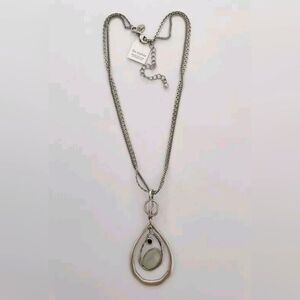 LIA SOPHIA SILVER TONE 2 STRAND RESIN 16"-19" NECKLACE NWT